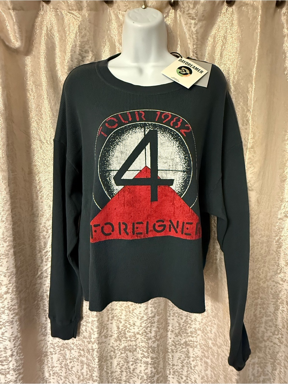 Daydreamer Black Crewneck Sweater with Red Graphic